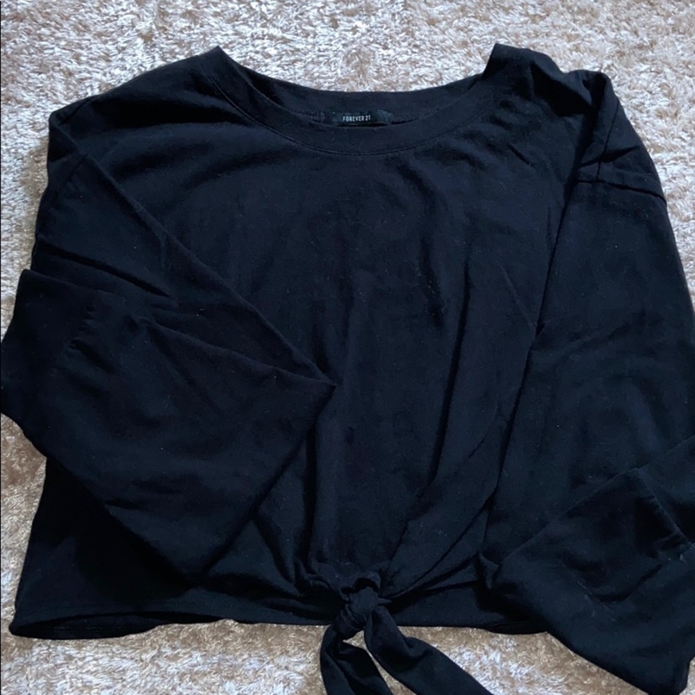 forever 21 black cropped long sleeve